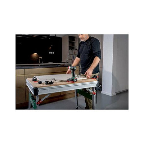Metabo MWB100 Mesa Multifuncion Rectangular de Madera Ajustable en Altura y Plegable, Beige Metalico, Patas en H, 710 mm Metabo MWB100 Mesa Multifuncion Rectangular de Madera Ajustable en Altura y Plegable, Beige Metalico, Patas en H, 710 mm