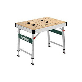 Metabo MWB100 Mesa Multifuncion Rectangular de Madera Ajustable en Altura y Plegable, Beige Metalico, Patas en H, 710 mm Metabo MWB100 Mesa Multifuncion Rectangular de Madera Ajustable en Altura y Plegable, Beige Metalico, Patas en H, 710 mm