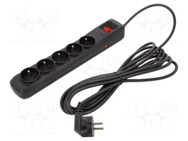 ARMAC Regleta de alimentación con 5 tomas, 5m cable, negro