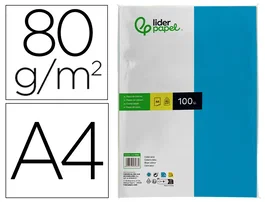 Liderpapel Papel Color Azul Turquesa DIN A4 80g, 100 Hojas