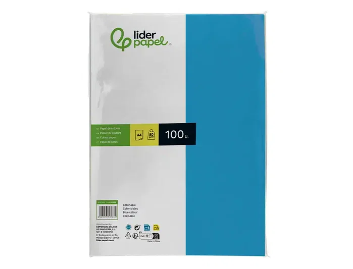 Liderpapel Papel Color Azul Turquesa DIN A4 80g, 100 Hojas