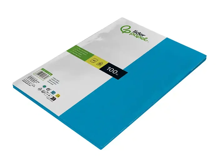 Liderpapel Papel Color Azul Turquesa DIN A4 80g, 100 Hojas