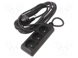 JONEX Prolongador de Alimentación H03VV-F 3G1,5mm2 5m Negro