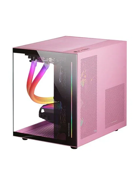 Mars Gaming Caja Gaming Minitorre MC-VIEWP MicroATX, Cristal Templado Continuo, Panel Frontal RGB, Doble Cámara, Soporte Refrigeración Líquida 240mm, Color Rosa