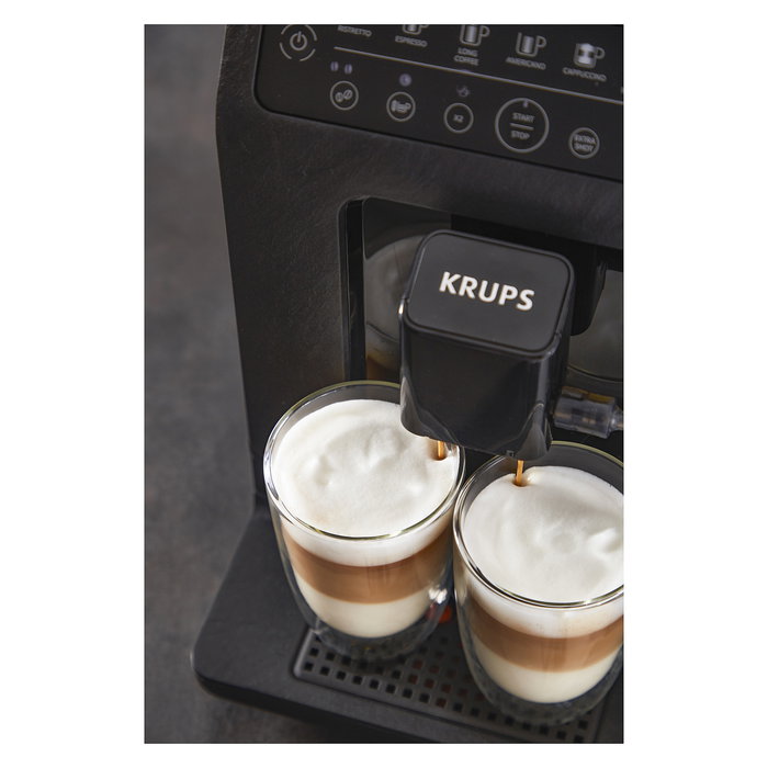 Krups Evidence EA897B Cafetera Espresso Superautomática 15 Bar, 2.3L, con Molinillo Integrado para Granos, 8 Bebidas, 1450 W, Color Gris Slate, ECOdesign