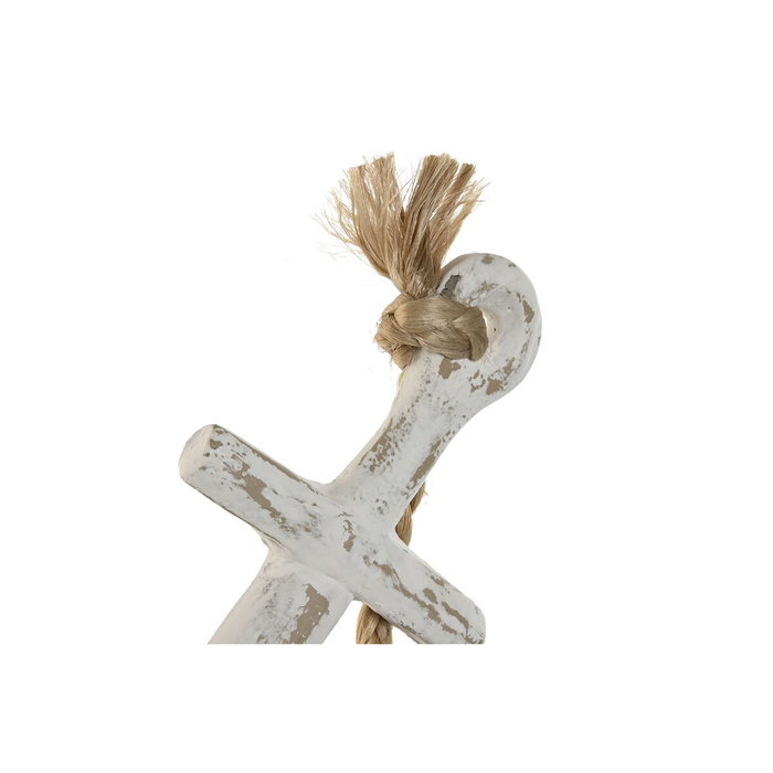 DKD Home Decor Decoración de Ancla en Mango y Resina Decapé Blanco