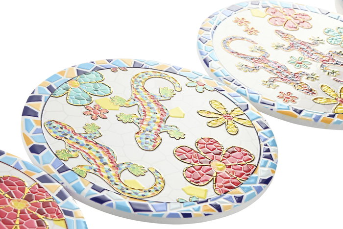 DKD Home Decor Salvamantel Mediterraneo Multicolor Blanco Dolomita Corcho 20 x 0.7 x 20 cm (12 Unidades)