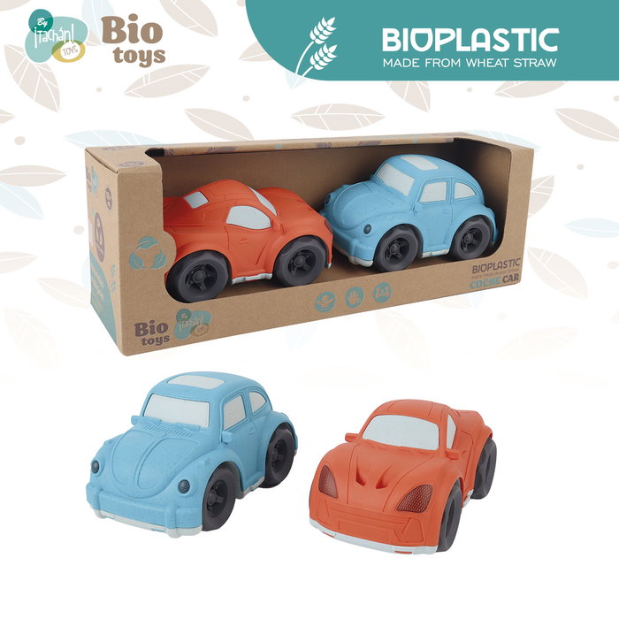 Tachan Pack Dos Coches Eco Bio T01042 Fabricados con Paja de Trigo Juguetes Sostenibles para Niños +18 Meses