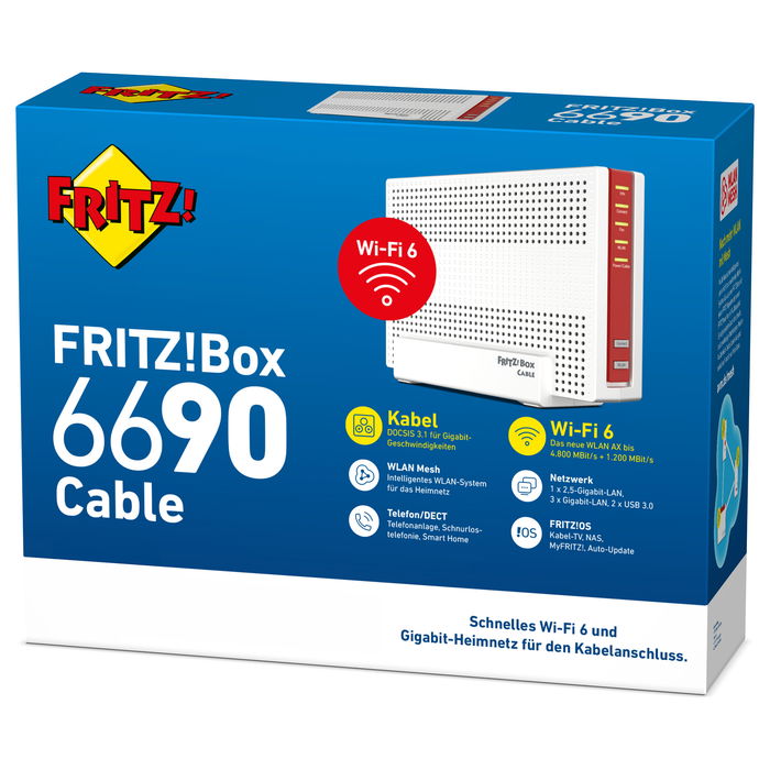 AVM FRITZ!Box 6690 Cable Router Wi-Fi 6 Doble Banda Gigabit Ethernet Router de Sobremesa Blanco