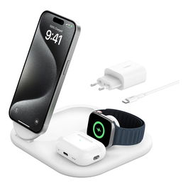 Belkin Qi2 3-in-1 Ladest. 15W Blanco Cargador Inalámbrico
