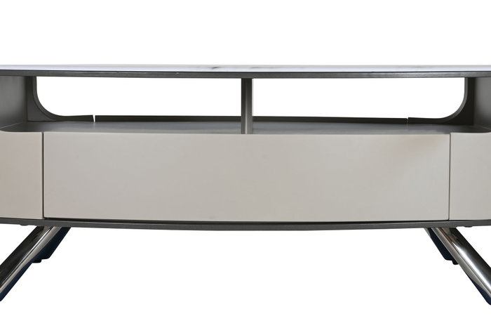 DKD Home Decor Mesa Centro Moderno Beige Blanco Marmol Acero 75 x 40 x 140 cm