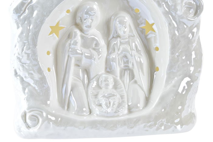 DKD Home Decor Nacimiento Navidad Moderna Porcelana LED Blanco 9.5 x 18 x 16.5 cm