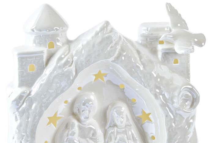 DKD Home Decor Nacimiento Navidad Moderna Porcelana LED Blanco 9.5 x 18 x 16.5 cm