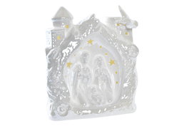 DKD Home Decor Nacimiento de Porcelana Blanco con LED