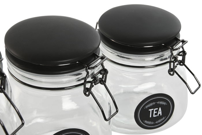 DKD Home Decor Set de 4 Botes Herméticos de Cristal de 2L
