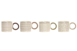 DKD Home Decor Tazas de Porcelana New Bone Surtidas 330ml