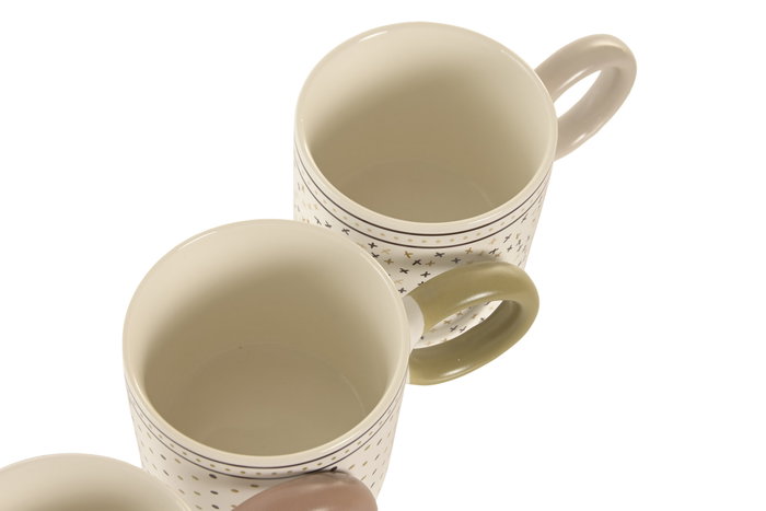 DKD Home Decor Tazas de Porcelana New Bone Surtidas 330ml