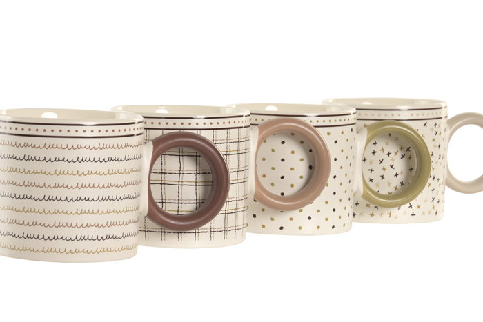DKD Home Decor Tazas de Porcelana New Bone Surtidas 330ml