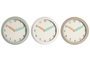 DKD Home Decor Set de 3 Relojes de Pared Scandi en Colores Surtidos