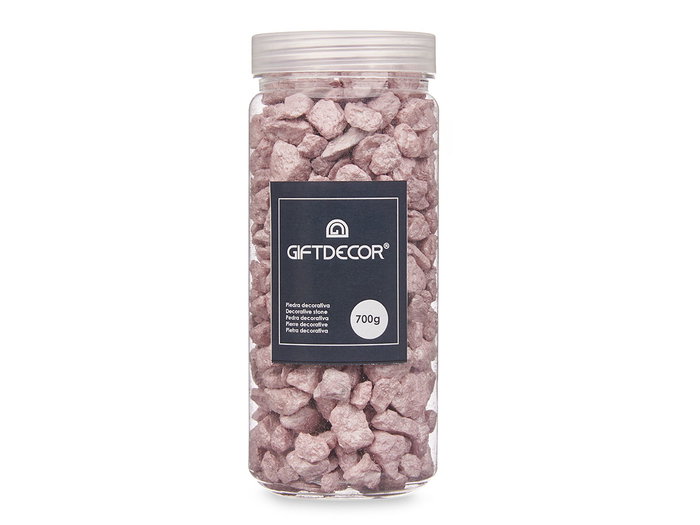 GIFTDECOR Bote de Piedra Metalizada Rosa 700g (10-20 mm) Pack de 12