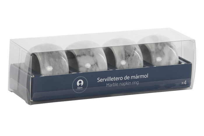 DKD Home Decor Set de 4 Servilleteros de Mármol Blanco