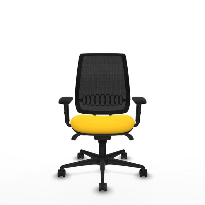 PIQUERAS Y CRESPO Alares Silla de Oficina con Mecanismo Sincro, Malla Negra y Asiento en Similpiel Amarillo