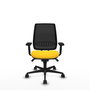 PIQUERAS Y CRESPO Alares Silla de Oficina con Mecanismo Sincro, Malla Negra y Asiento en Similpiel Amarillo