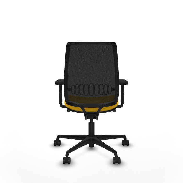 PIQUERAS Y CRESPO Alares Silla de Oficina con Mecanismo Sincro, Malla Negra y Asiento en Similpiel Amarillo