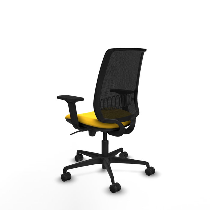 PIQUERAS Y CRESPO Alares Silla de Oficina con Mecanismo Sincro, Malla Negra y Asiento en Similpiel Amarillo