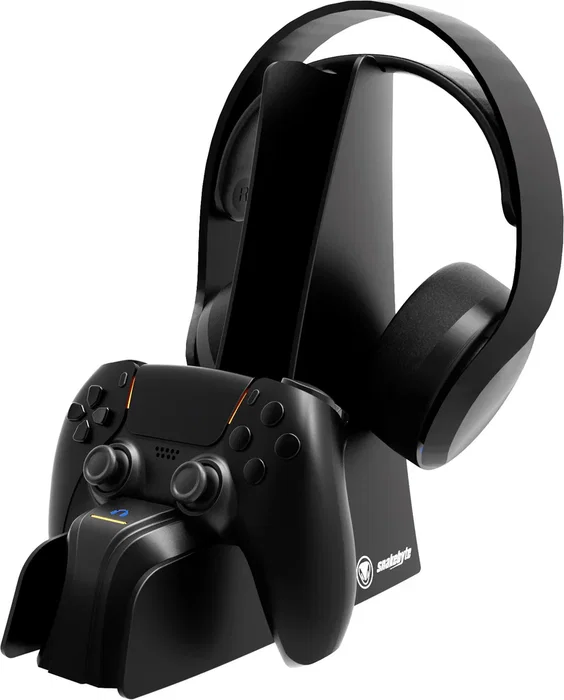 Snakebyte Dual Charge & Headset Stand 5 Soporte de Carga y Auriculares para Gamepad PS5, Negro, Compatible Sony, USB