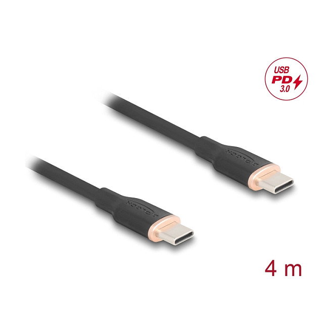 DeLOCK 81240 Cable USB Tipo-C a Tipo-C, 4m, 60W PD 3.0, Negro DeLOCK 81240 Cable USB Tipo-C a Tipo-C, 4m, 60W PD 3.0, Negro
