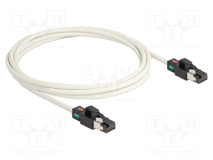 DeLOCK Cable de red Cat6a S/FTP RJ45 de 2 m blanco con clips de color