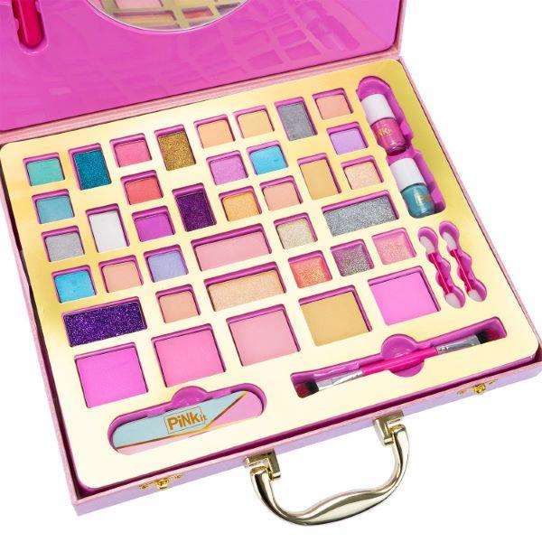 Pink It Maletín Maquillaje Selfie con Anillo y Dos Niveles de Brillo, Estuche de Belleza Equipado para Niñas