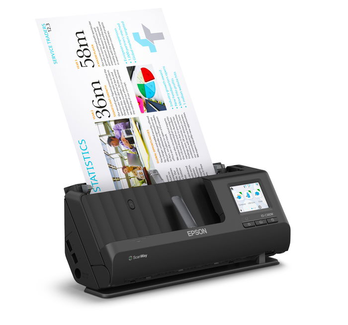 Epson ES-C380W Escáner de Sobremesa a Color A4 30 ppm, con Alimentador Automático de Documentos (ADF)