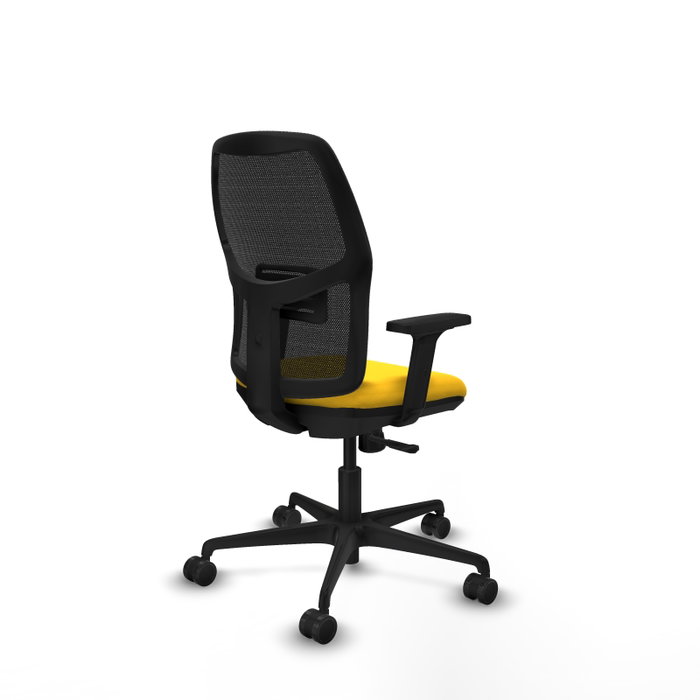 PIQUERAS Y CRESPO Alfera Silla de oficina con mecanismo sincro, malla negra y asiento amarillo PIQUERAS Y CRESPO Alfera Silla de oficina con mecanismo sincro, malla negra y asiento amarillo