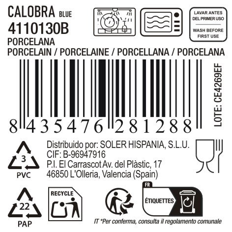 La Mediterranea Taza Calobra Azul 350cc, Pack de 36 unidades
