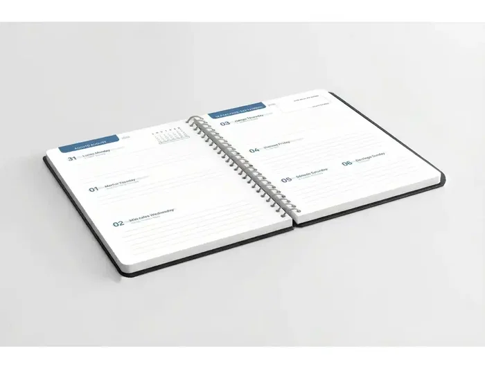 Liderpapel Agenda Escolar Espiral Basic 2026-2027 A5 Bilingüe Español Semana Vista Papel FSC 70g Negro