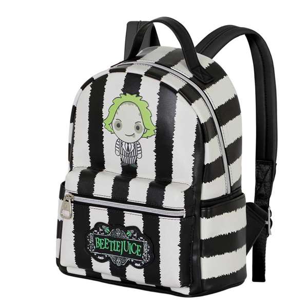 Karactermania Mochila Heady Bitelchús / Beetlejuice Stripes Urbana PVC Poliéster con Cremallera y Bolsillos 16 x 25 x 29 cm