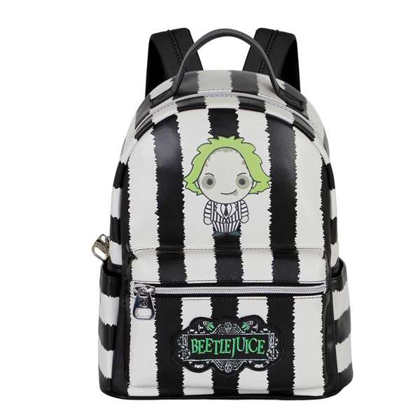 Karactermania Mochila Heady Bitelchús / Beetlejuice Stripes Urbana PVC Poliéster con Cremallera y Bolsillos 16 x 25 x 29 cm