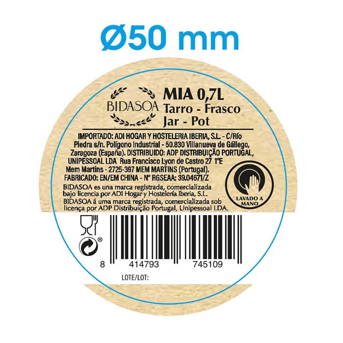Tarro Vidrio Tape Acacia Mia Bidasoa 0,7 L (12 Unidades) Tarro Vidrio Tape Acacia Mia Bidasoa 0,7 L (12 Unidades)