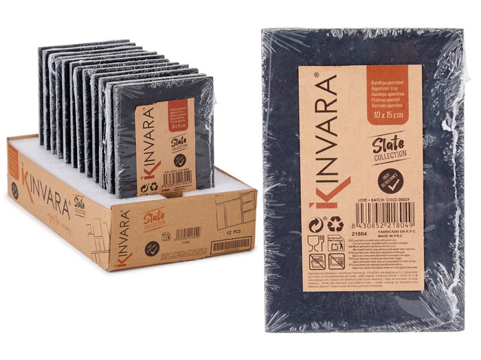 Kinvara Pizarra Aperitivo 15x10 cm Negro (Set de 36) Kinvara Pizarra Aperitivo 15x10 cm Negro (Set de 36)