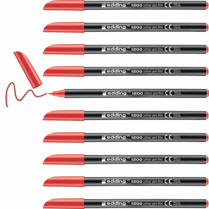 Edding Rotulador 1200 Rojo Punta Fina (Set de 10) Edding Rotulador 1200 Rojo Punta Fina (Set de 10)
