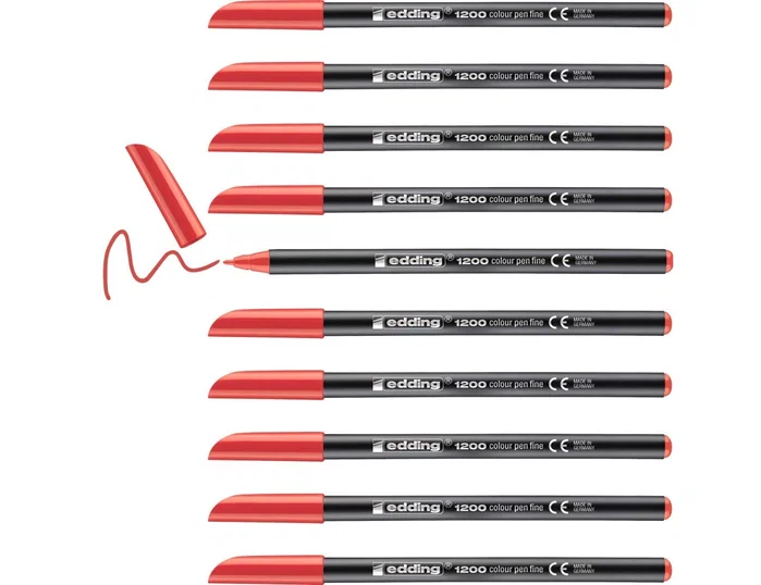Edding Rotulador 1200 Rojo Punta Fina (Set de 10) Edding Rotulador 1200 Rojo Punta Fina (Set de 10)