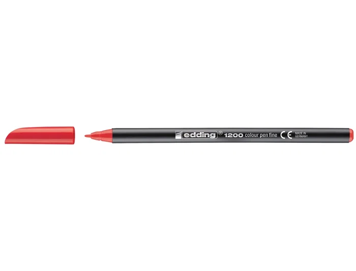 Edding Rotulador 1200 Punta Fibra Rojo Tinta Base Agua Punta Redonda 0.5 mm Trazo 1 mm