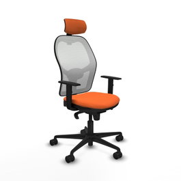PIQUERAS Y CRESPO Silla de oficina Jorquera Naranja y Blanco con Mecanismo Sincro, Cabecero 2D y Apoyo Lumbar 1D