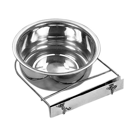 Nayeco Comedero para Mascotas Acero Inoxidable 1,8 L con Sistema de Fijación por Tornillo - 18 cm - para Jaulas y Transportines