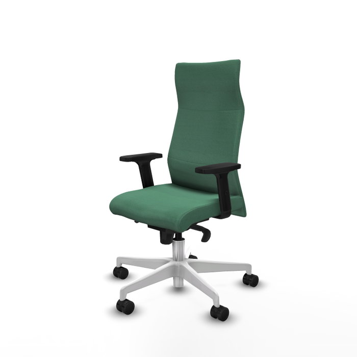 PIQUERAS Y CRESPO Sillón Albacete Verde Esmeralda con Mecanismo Sincro y Base Blanca
