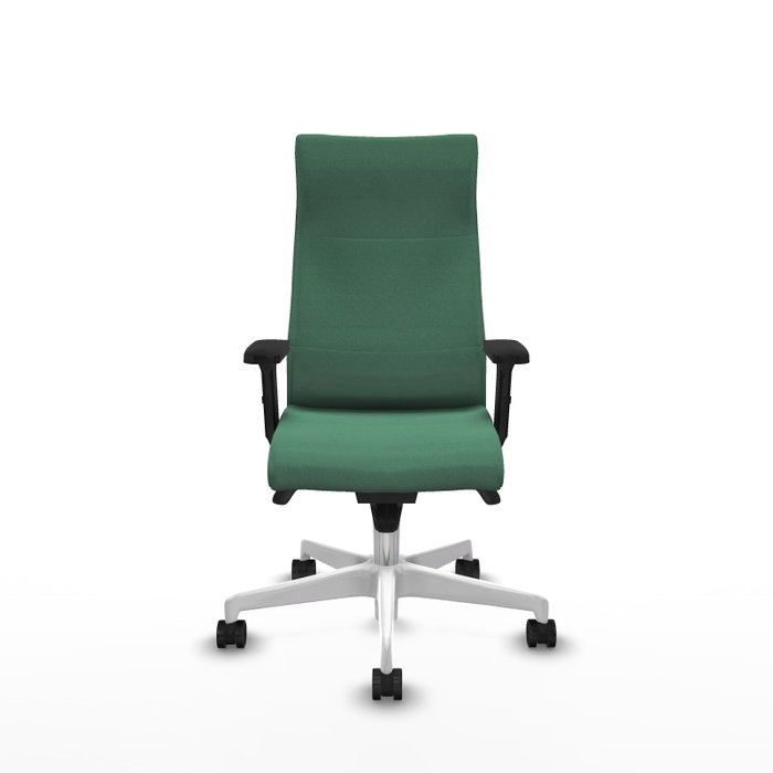 PIQUERAS Y CRESPO Sillón Albacete Verde Esmeralda con Mecanismo Sincro y Base Blanca
