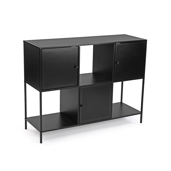 Versa Aparador 3 Puertas Negro Minimal Madera MDF Metal 102x34x78 cm Versa Aparador 3 Puertas Negro Minimal Madera MDF Metal 102x34x78 cm