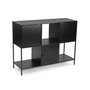 Versa Aparador 3 Puertas Negro Minimal Madera MDF Metal 102x34x78 cm